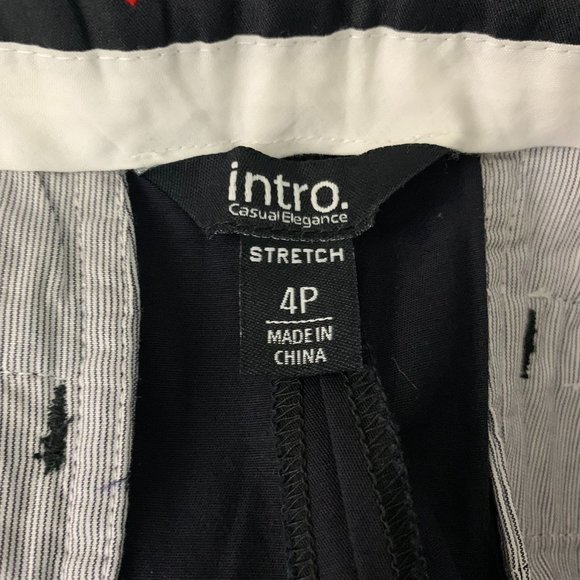 Intro Casual Mid Rise Capri Pants 4P Black Pockets Belt Loops Button Zip NEW - Picture 6 of 6